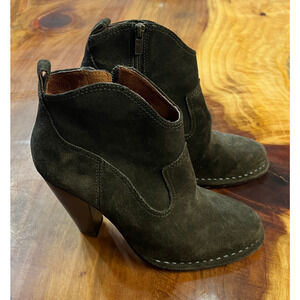 Frye Women's Madeline Short Heeled Boots 7 M Slip On Leather Ankle Suede zip